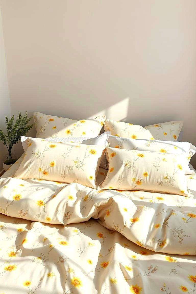 Bring Nature In with Floral Yellow Patterns - 24 Yellow Bedroom Ideas