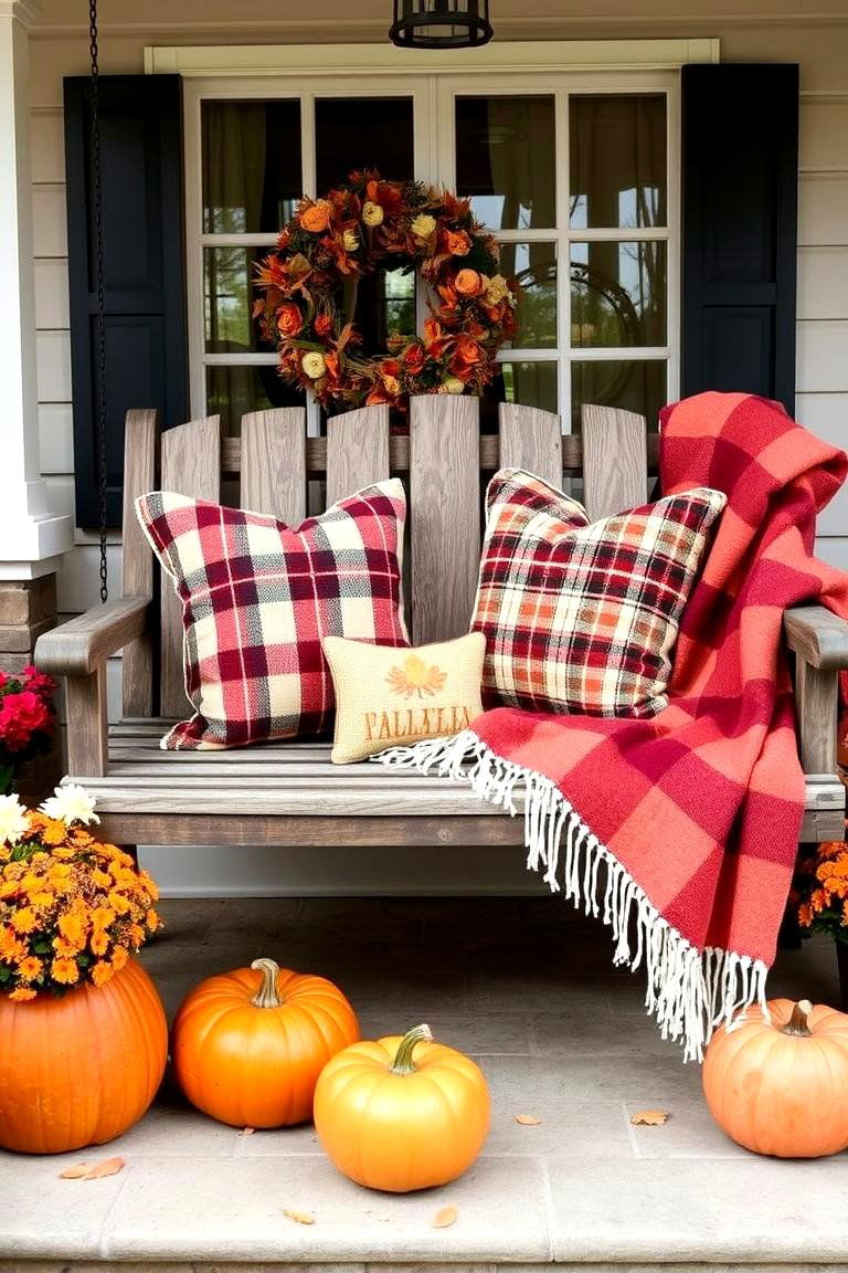 Bring in Fall Themed Pillows - 24 Fall Porch Decor Ideas