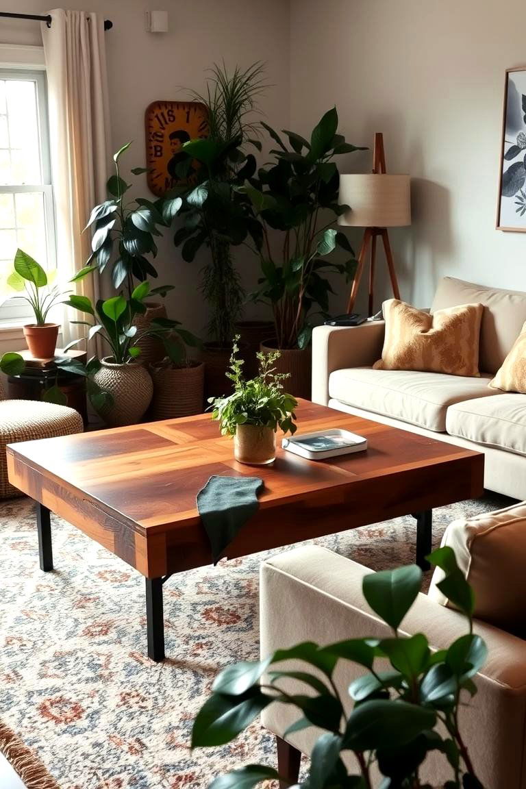 Bring in Natural Wood Accents - 24 Earthy Living Room Decor Ideas
