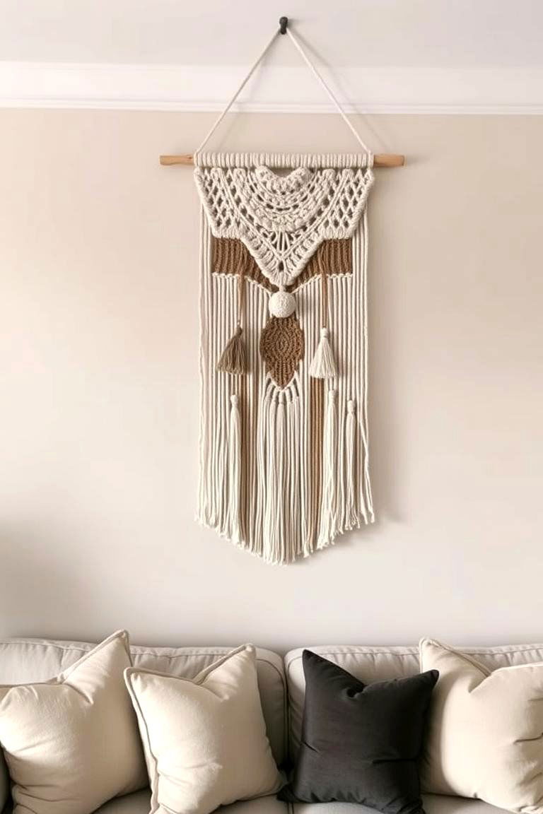 Bring in Textured Wall Hangings - 24 Earthy Living Room Decor Ideas