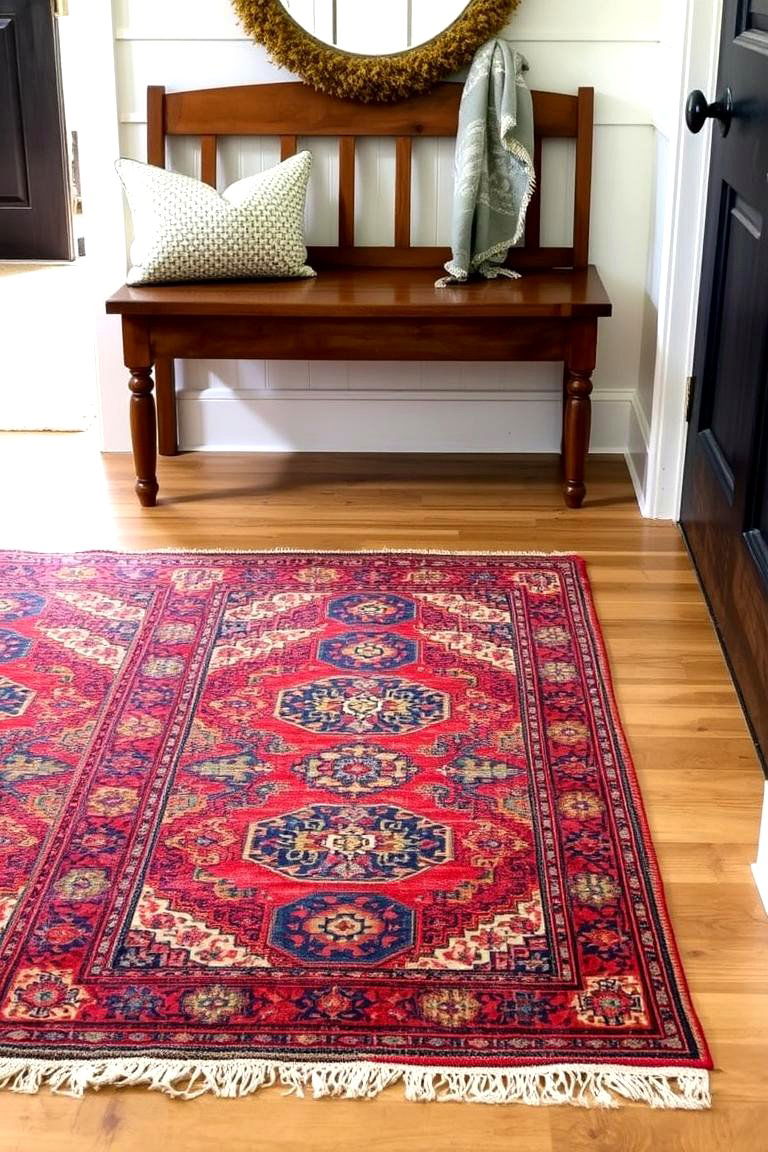 Bring in an Antique Rug - 24 Farmhouse Entryway Ideas