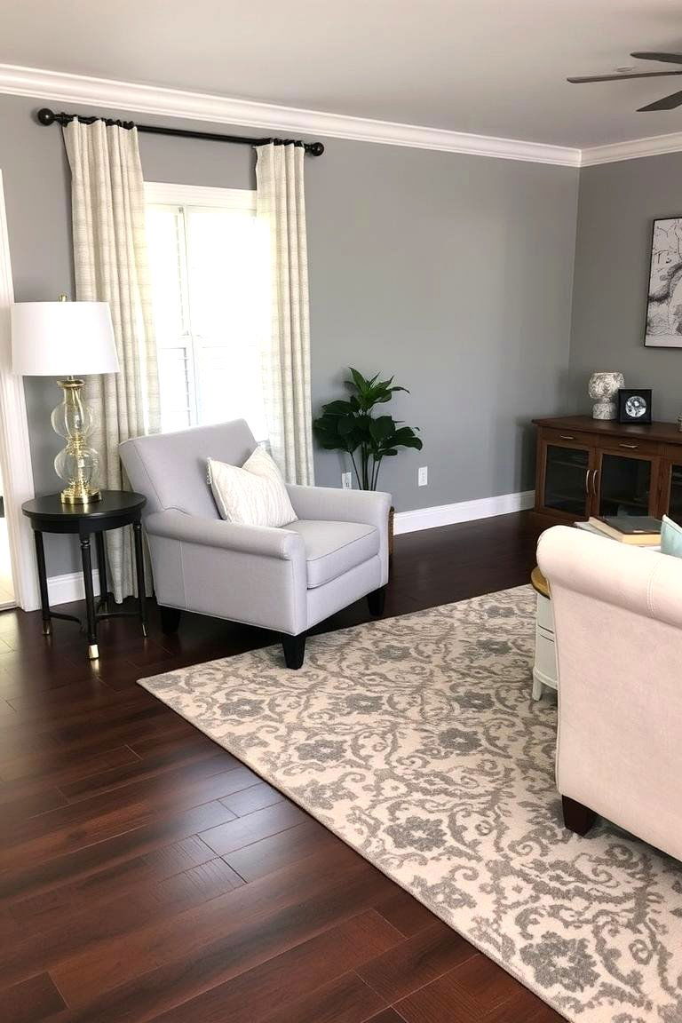 Bringing Life Indoors with Plants - 24 Grey Living Room With Dark Wood Floors