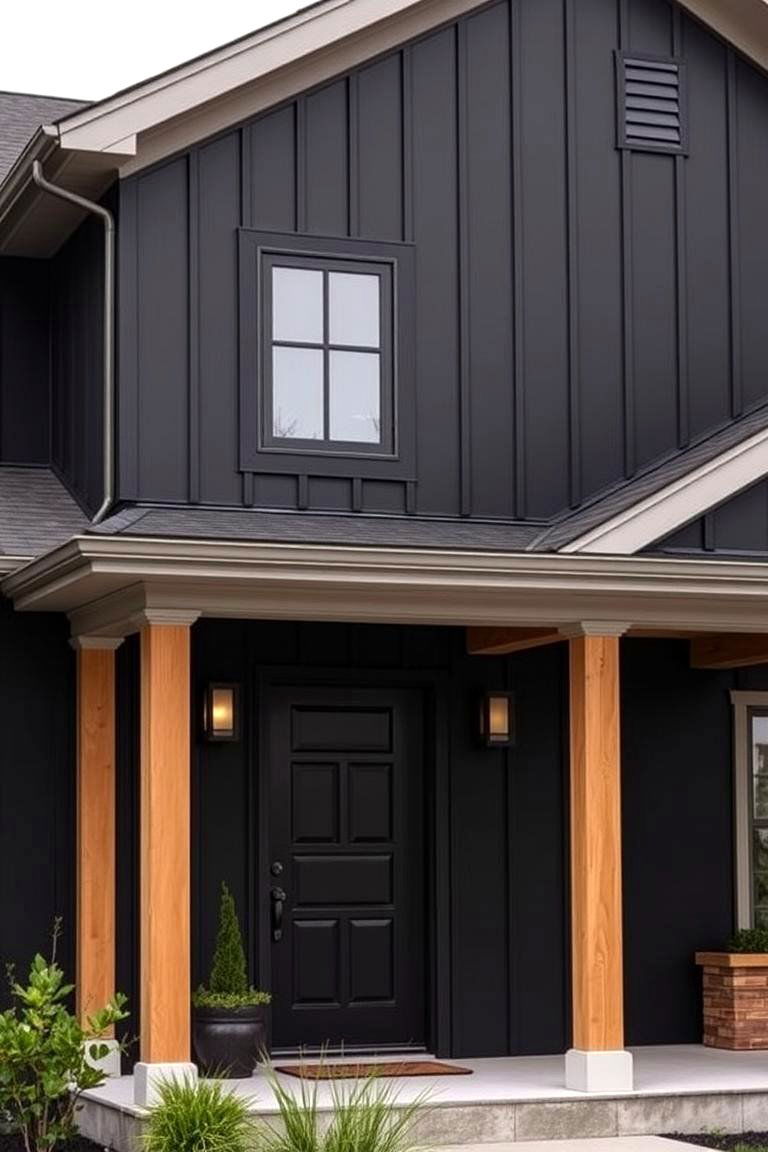 Bronze Metal Tones - 24 Paint Colors for a Modern Black House With Cedar Accents