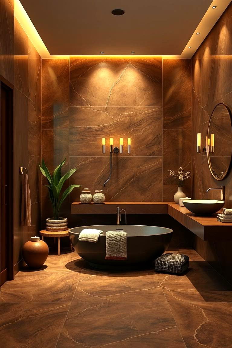 Brown Bathroom with Spa Vibes - 24 Brown Bathroom Ideas