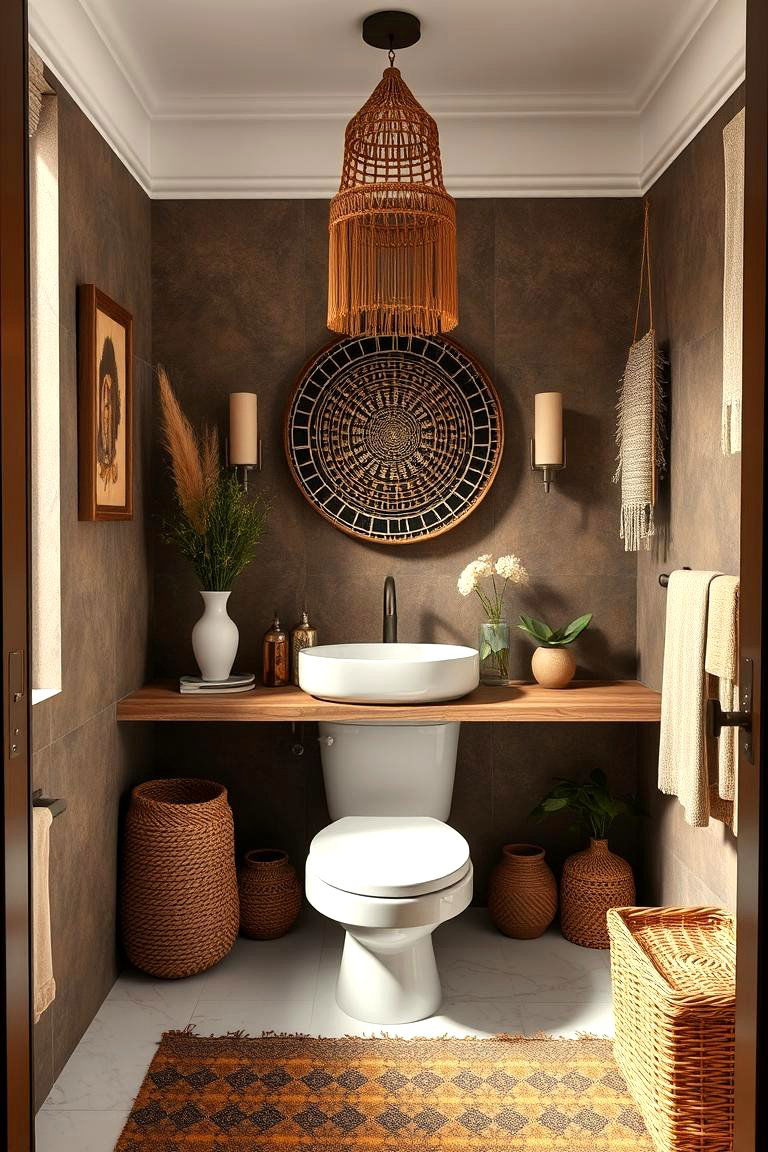 Brown Bohemian Decor - 24 Brown Bathroom Ideas