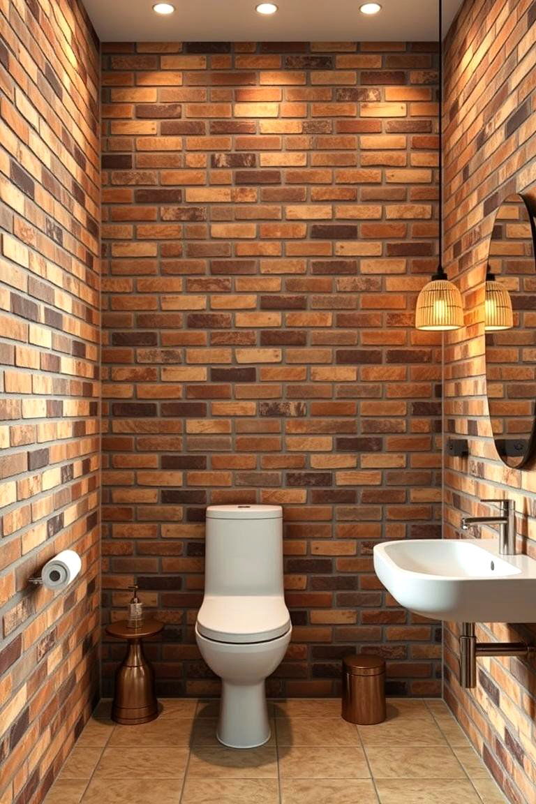 Brown Brick Walls - 24 Brown Bathroom Ideas