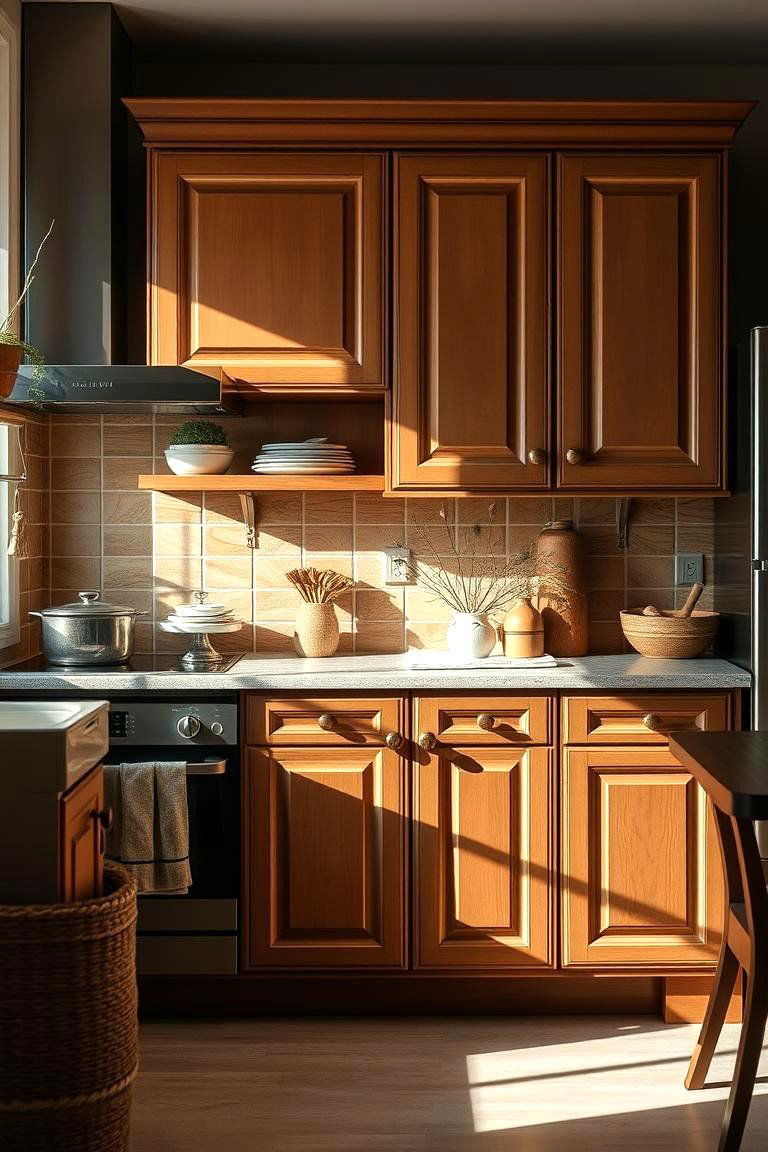 Brown Cabinets with Soft Warm Tones - 24 Brown Kitchen Cabinets Ideas