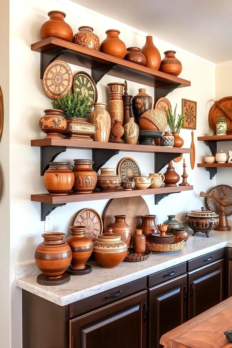 Brown Ceramic Pottery Displays - 24 Brown Kitchen Ideas
