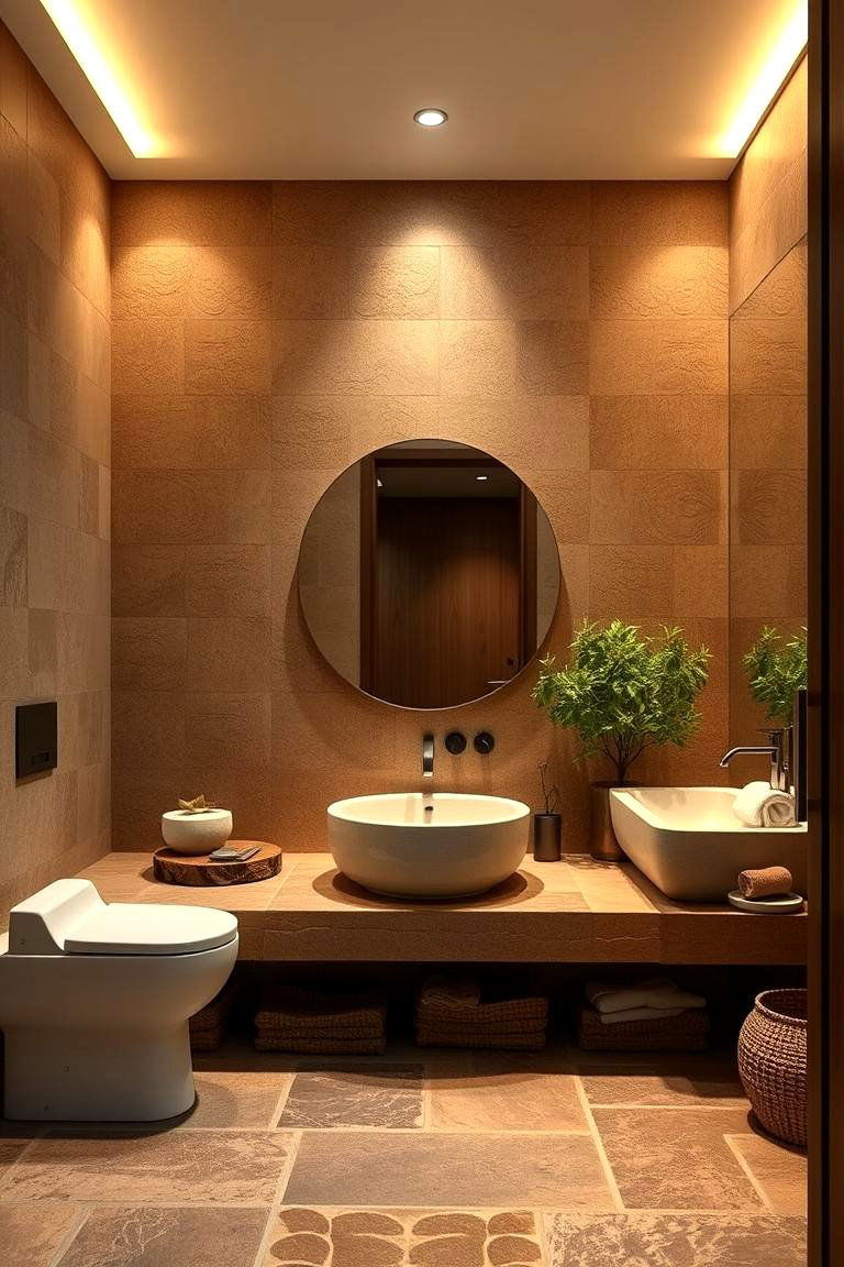 Brown Earth Tones with Natural Elements - 24 Brown Bathroom Ideas
