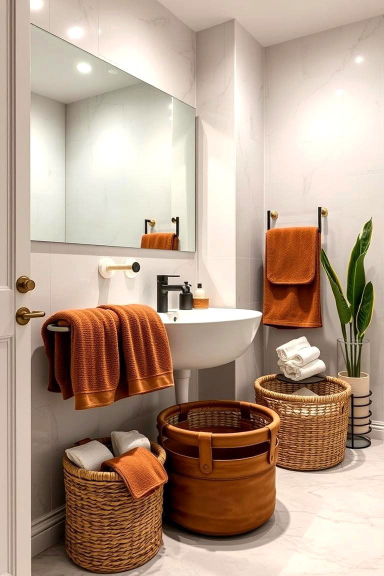 Brown Leather Accents - 24 Brown Bathroom Ideas