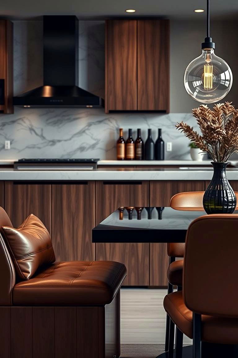 Brown Leather Seating Comfort - 24 Black and Brown Kitchen Ideas