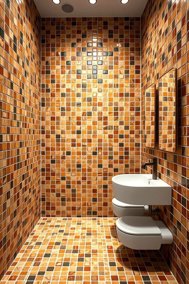 Brown Mosaic Patterns - 24 Brown Bathroom Ideas