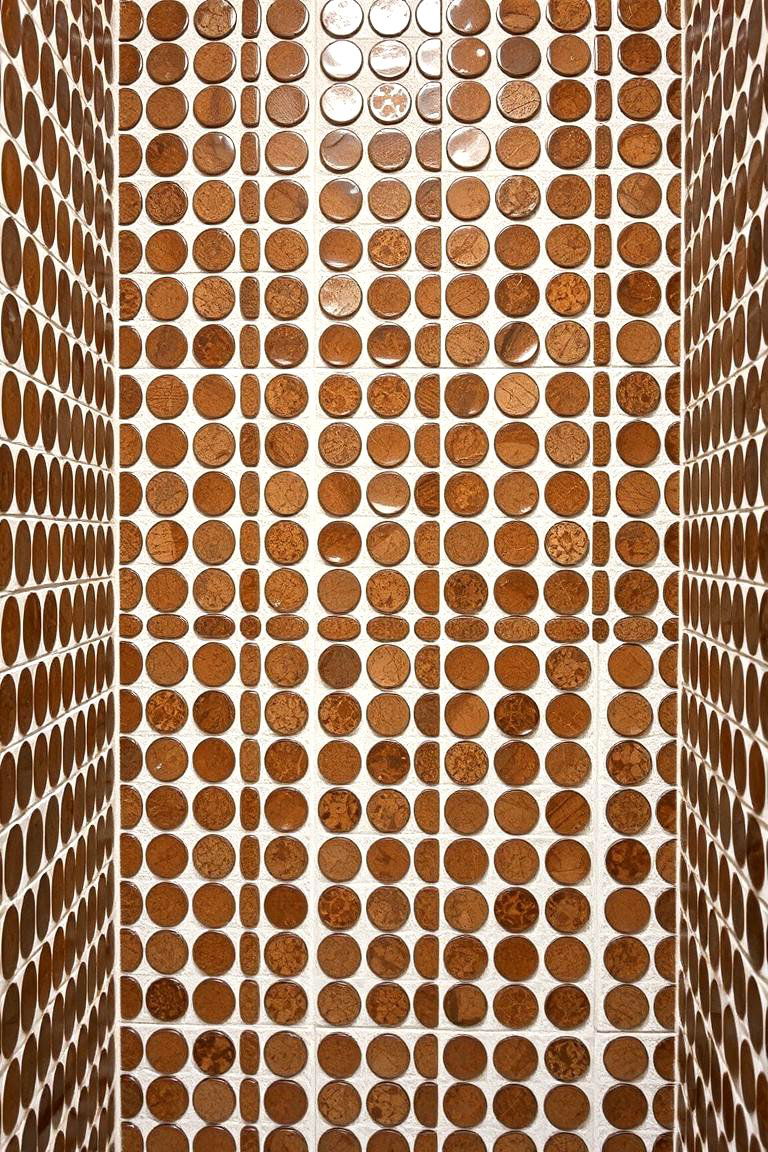 Brown Mosaic Tiles with White Grout Detail - 24 Brown and White Bathroom Ideas