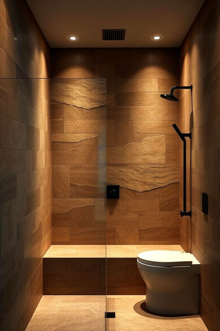 Brown Stone Shower Walls - 24 Brown Bathroom Ideas
