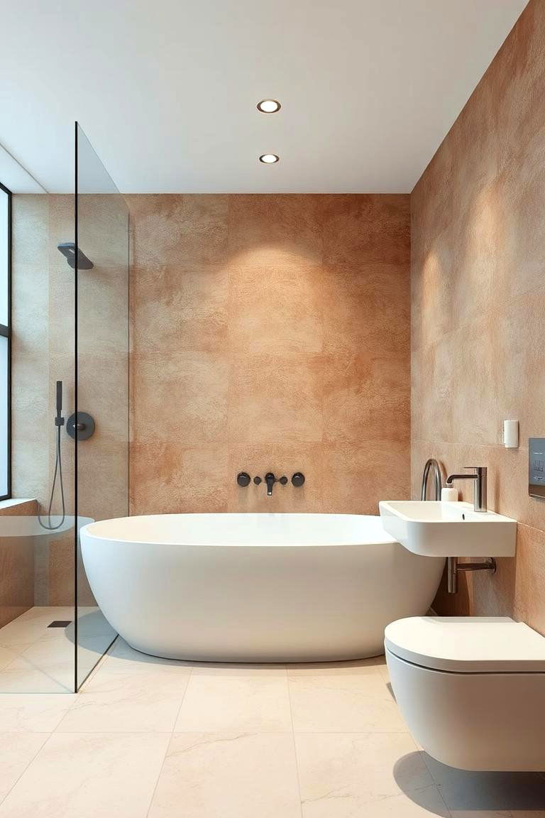 Brown Textured Wallpaper - 24 Brown Bathroom Ideas