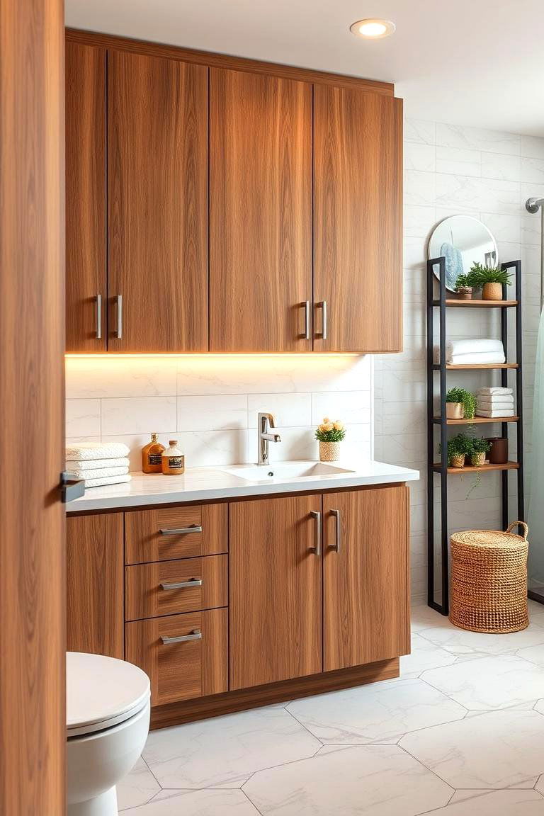 Brown Wood Cabinetry - 24 Brown Bathroom Ideas