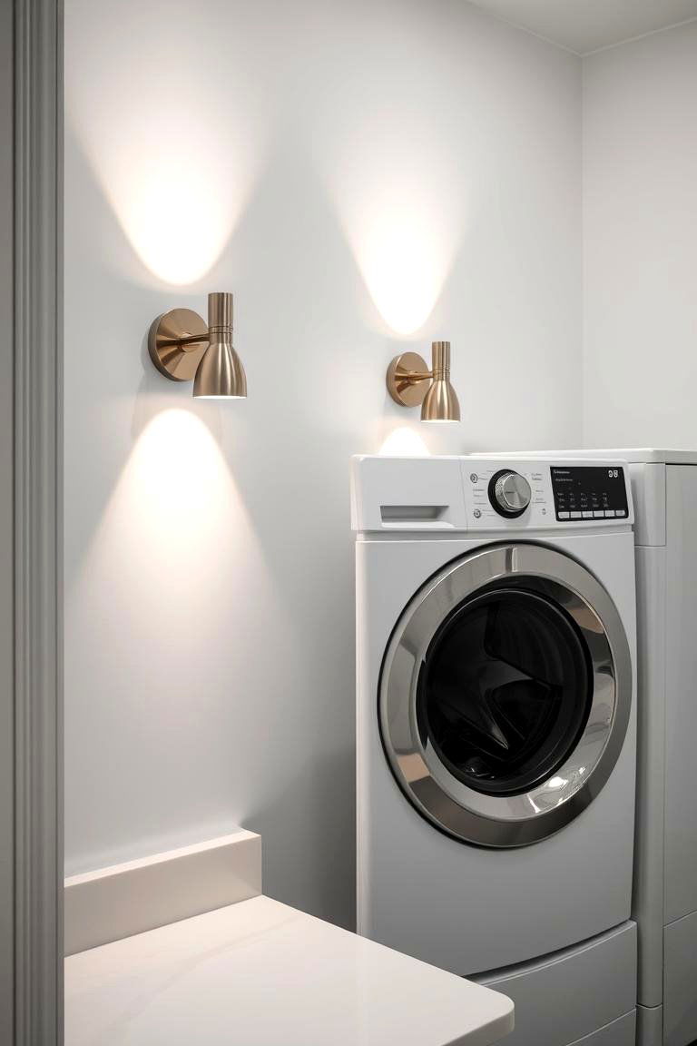 Brushed Metal Wall Sconces - 24 Laundry Room Lighting Ideas