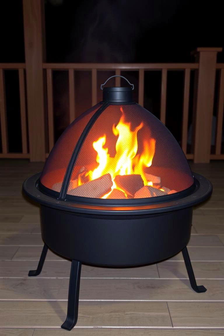 Budget Friendly Outdoor Fire Pit with Screen - 24 Porch Fireplace Ideas