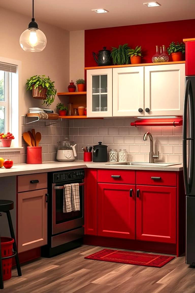 Budget Friendly Red and Black Updates - 24 red and black kitchen ideas
