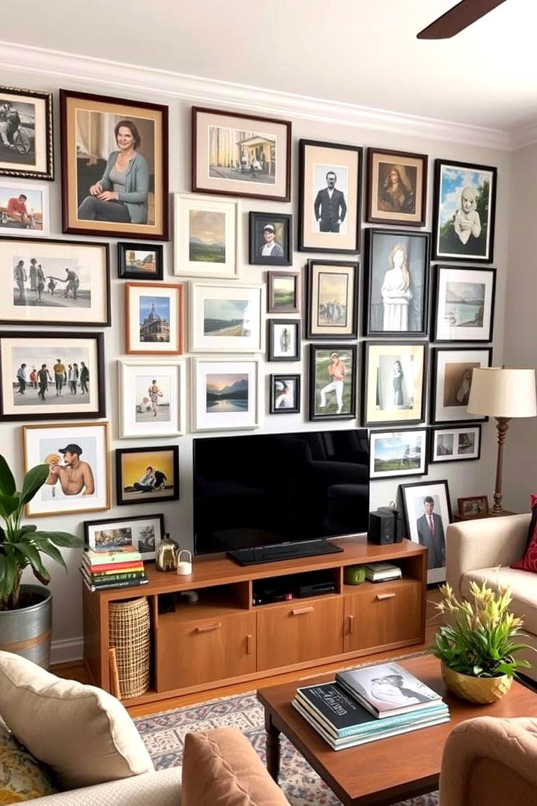Budget Gallery Walls - 24 Budget Apartment Living Room Ideas