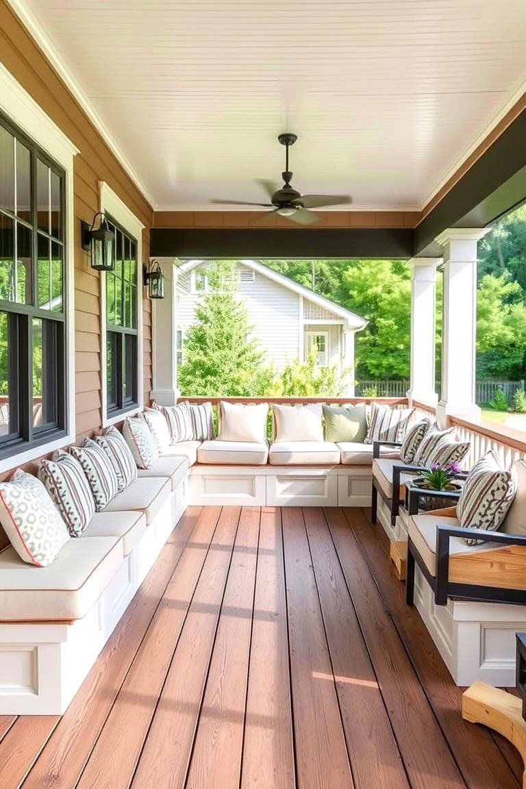 Built In Bench Seating - 24 Back Porch Ideas
