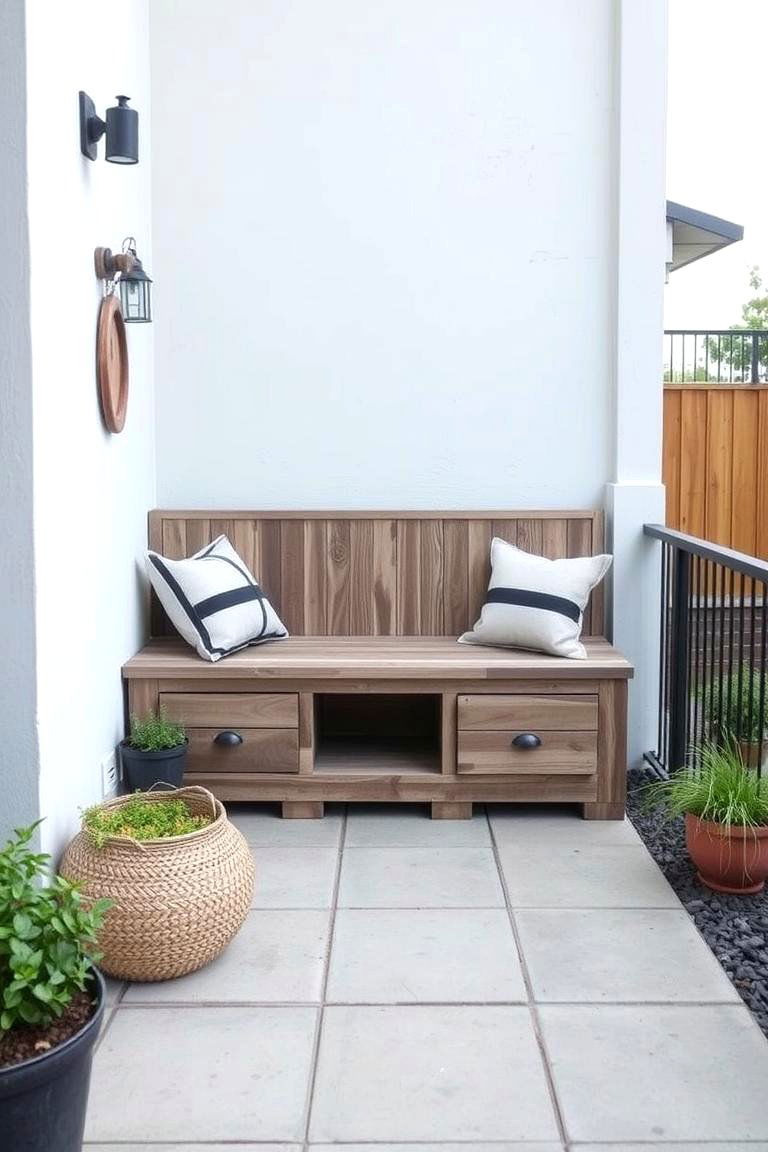 Built In Bench and Storage - 24 Small Patio Ideas