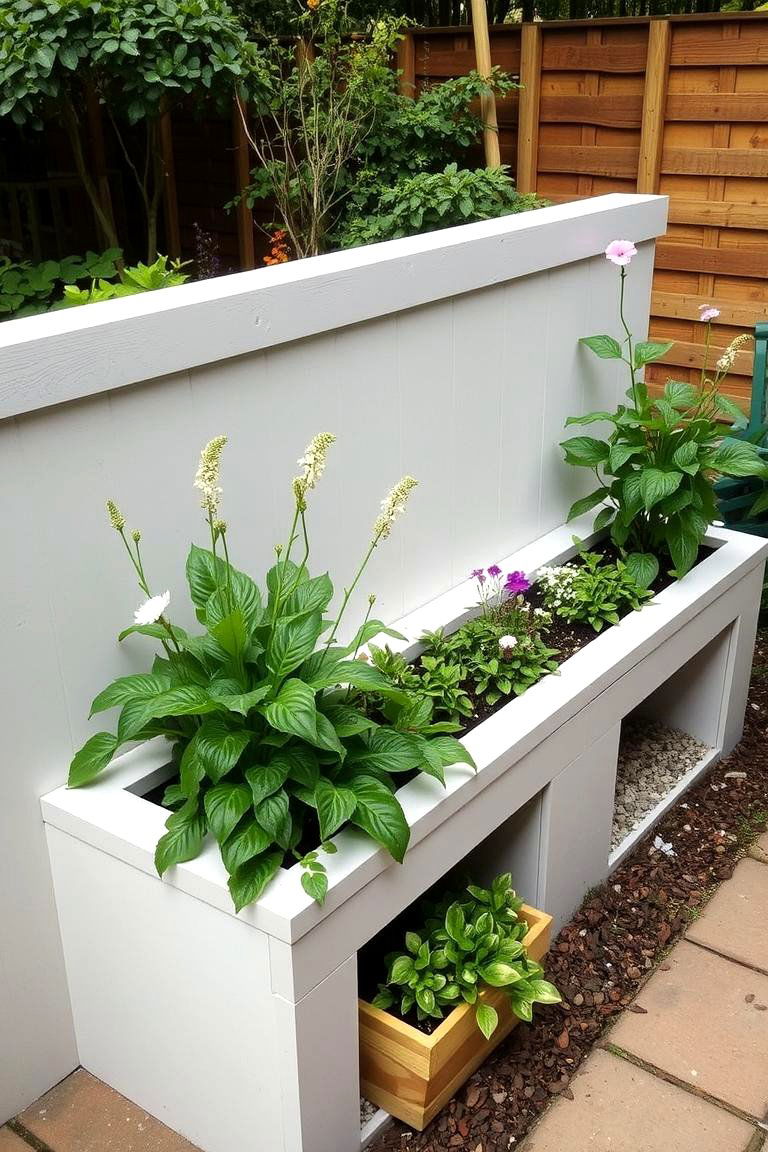 Built In Bench with Planter Boxes - 24 Garden Bench Ideas