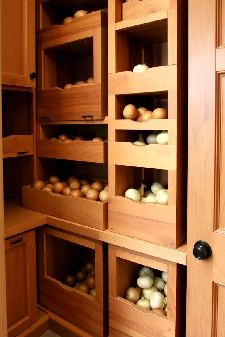 Built In Bins for Produce Storage - 24 Pantry Shelving Ideas