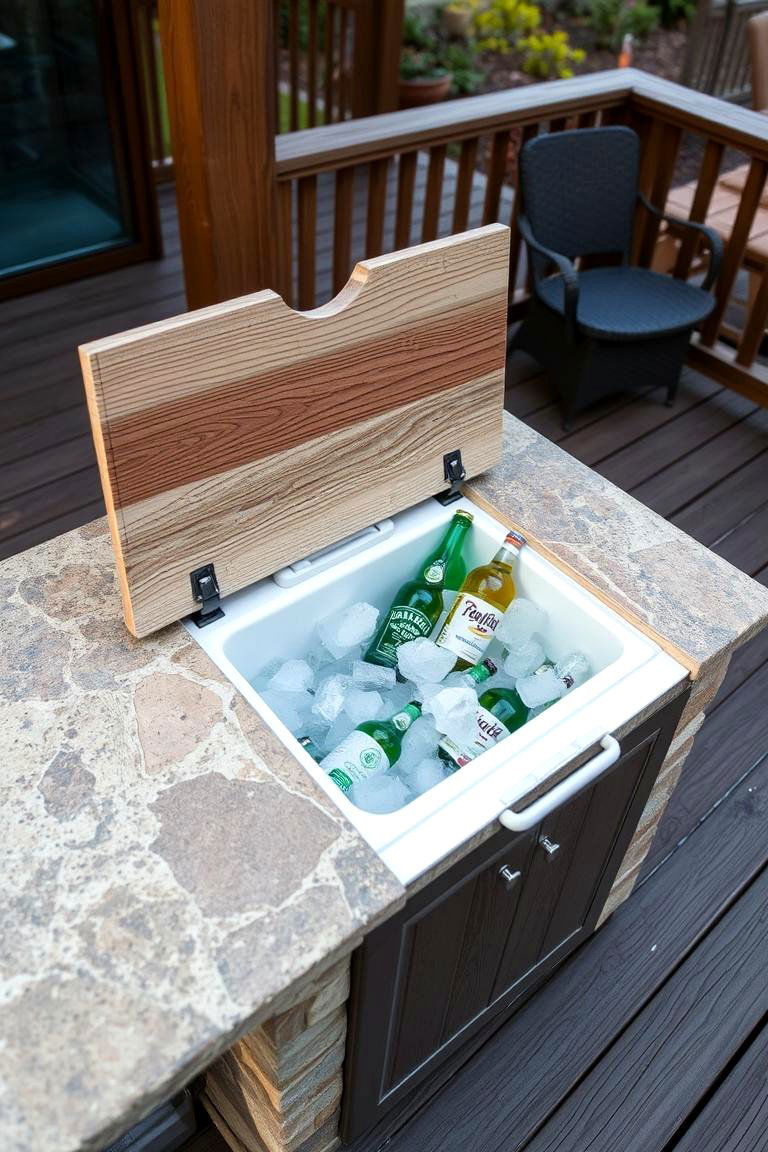 Built In Cooler or Ice Chest - 24 Outdoor Kitchen on Deck
