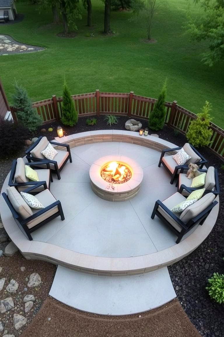 Built In Fire Pit Haven - 24 Raised Concrete Patio Ideas