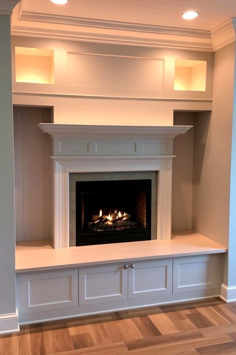 Built In Fireplace Bench with a Fireplace Mantel - 24 Fireplace Bench Ideas