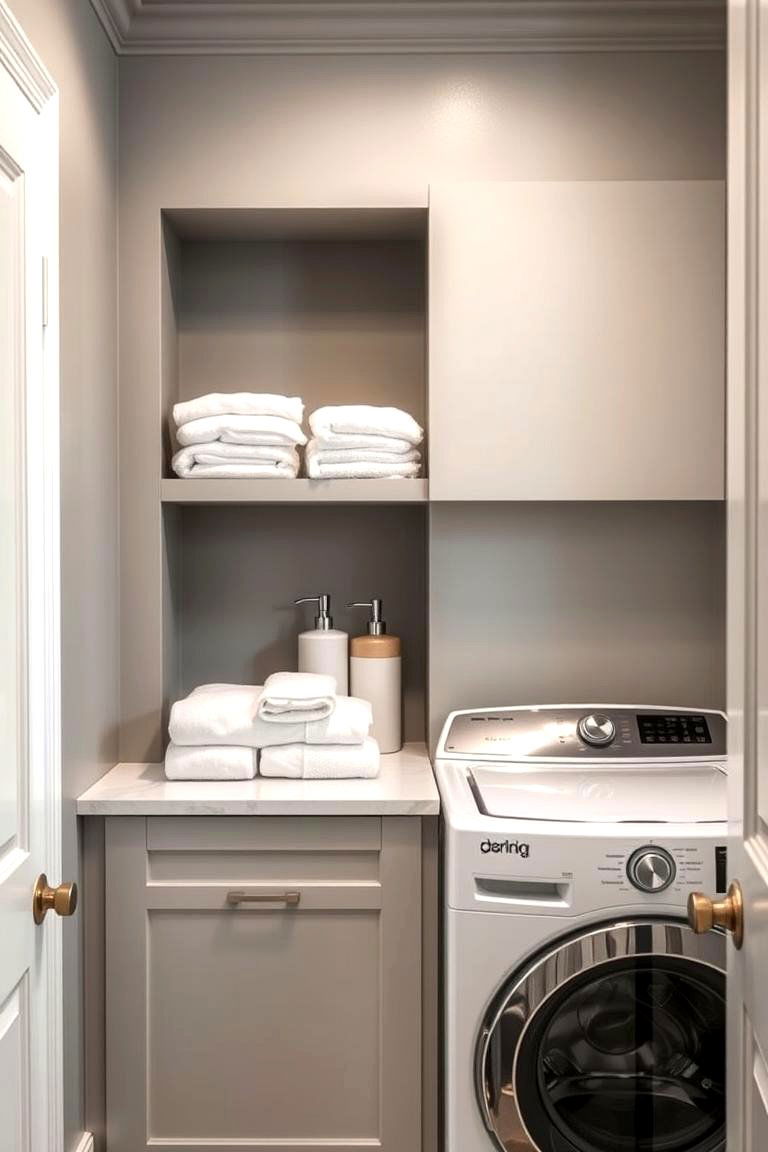 Built In Niche Shelving - 24 Laundry Room Shelf Ideas