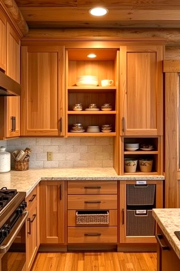 Built In Pantry Design - 24 Log Cabin Kitchen Design Ideas