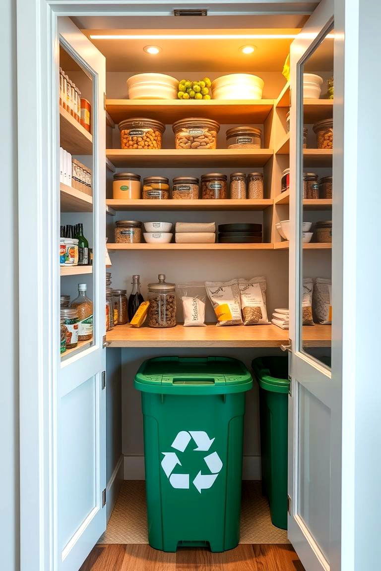 Built In Recycling Stations - 24 Walk in Pantry Ideas