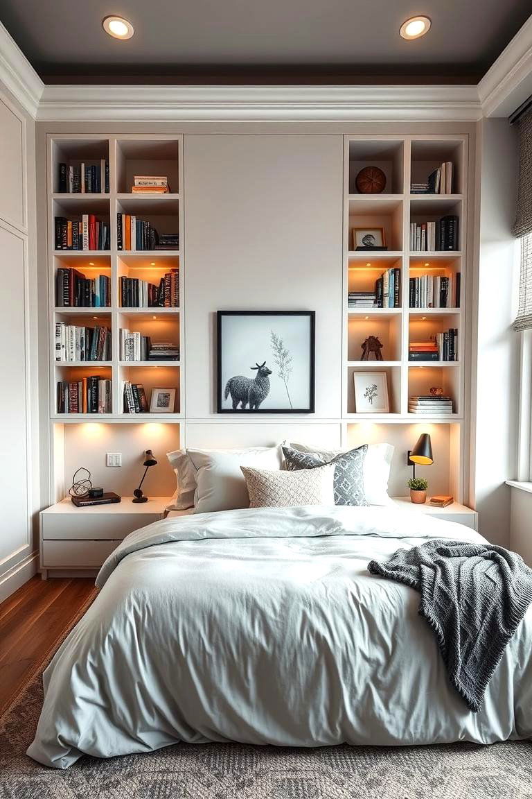 Built In Shelves for Custom Storage - 24 Bedroom Shelving Ideas
