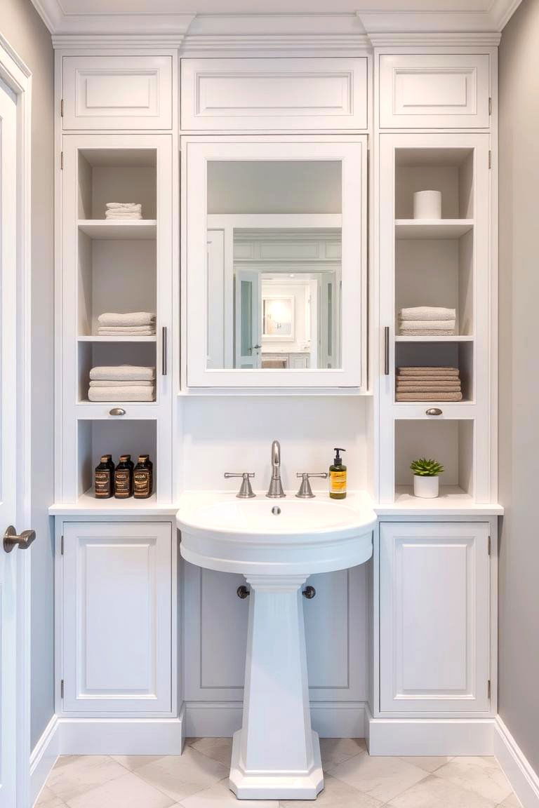 Built In Wall Cabinetry - 24 Pedestal Sink Storage Ideas