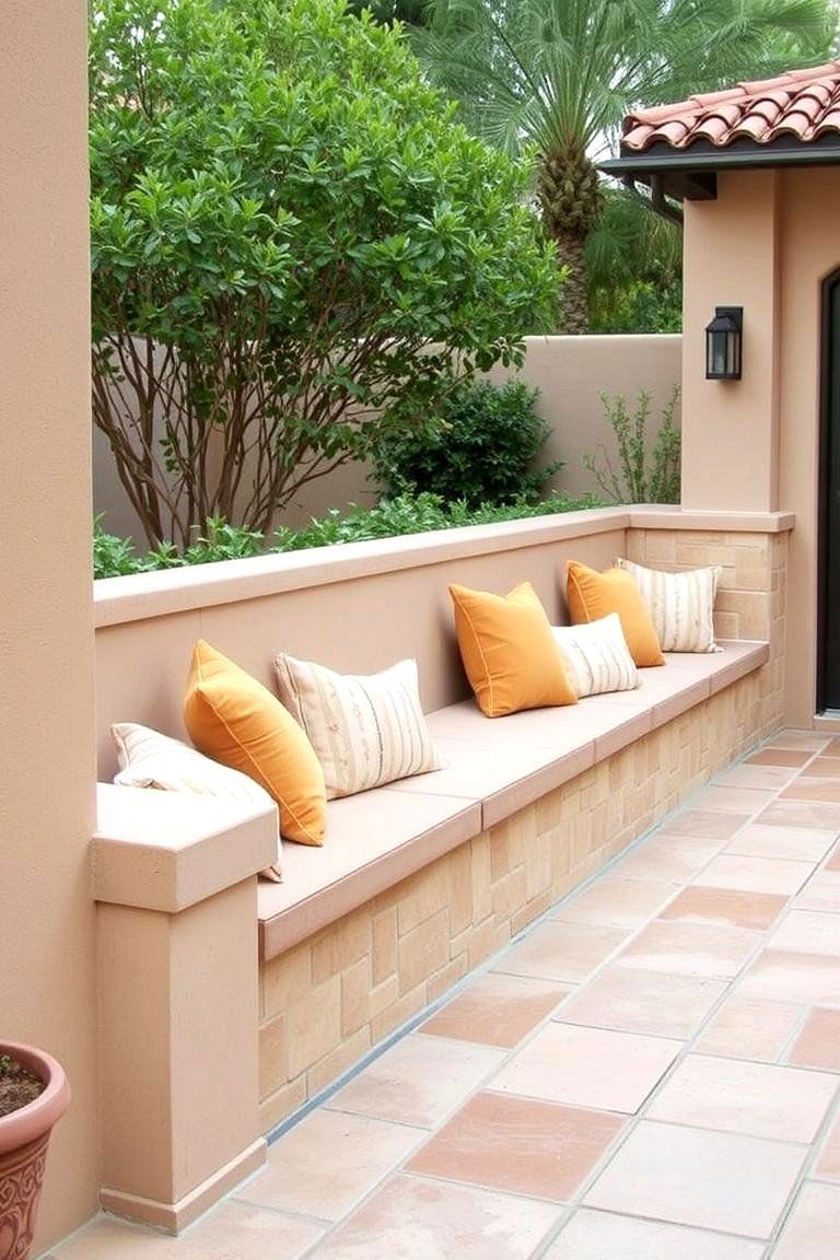 Built in Bench Seating - 24 Mediterranean Patio Ideas