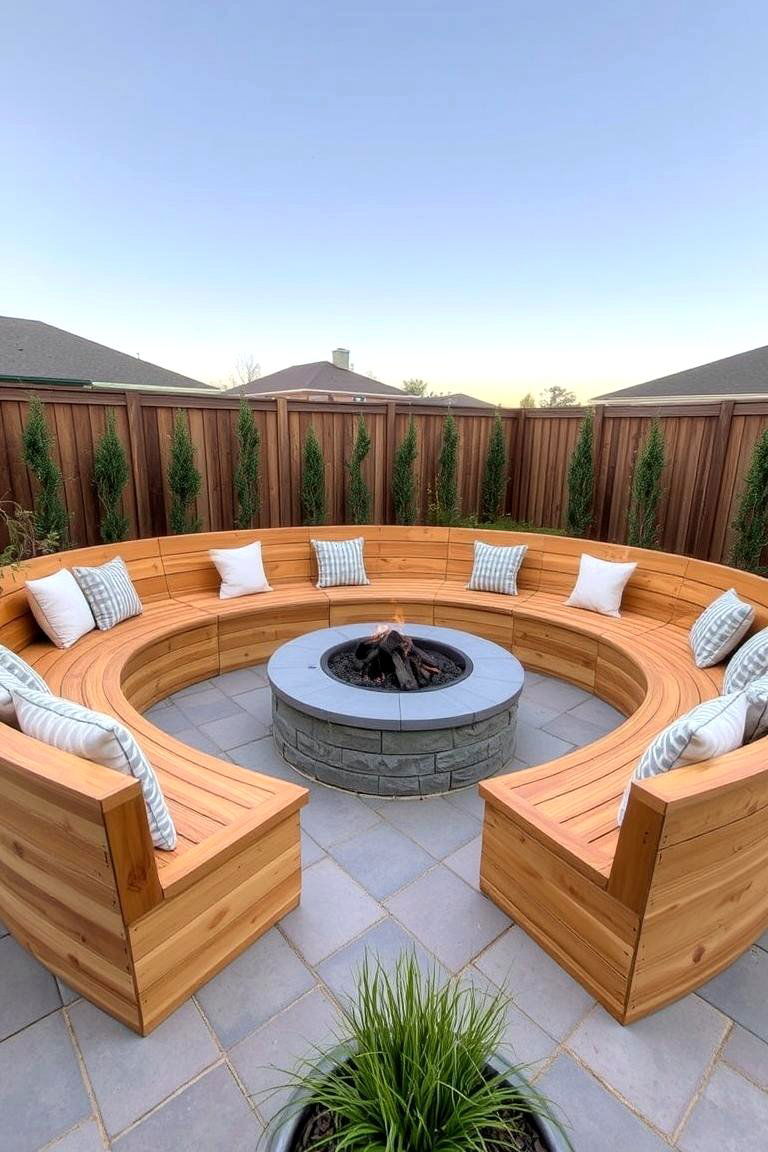 Built in Bench Seating - 24 Patio Ideas With Firepit
