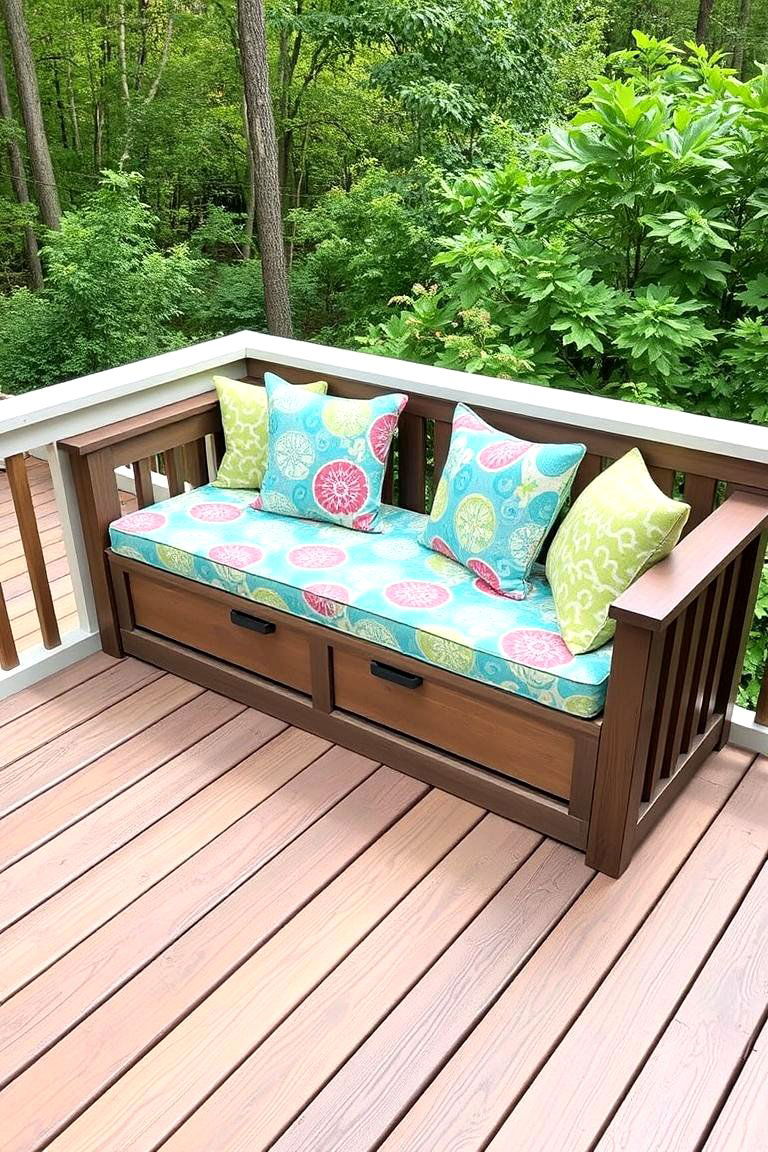 Built in Bench with Customizable Cushions - 24 Built-in Deck Bench Ideas and Designs