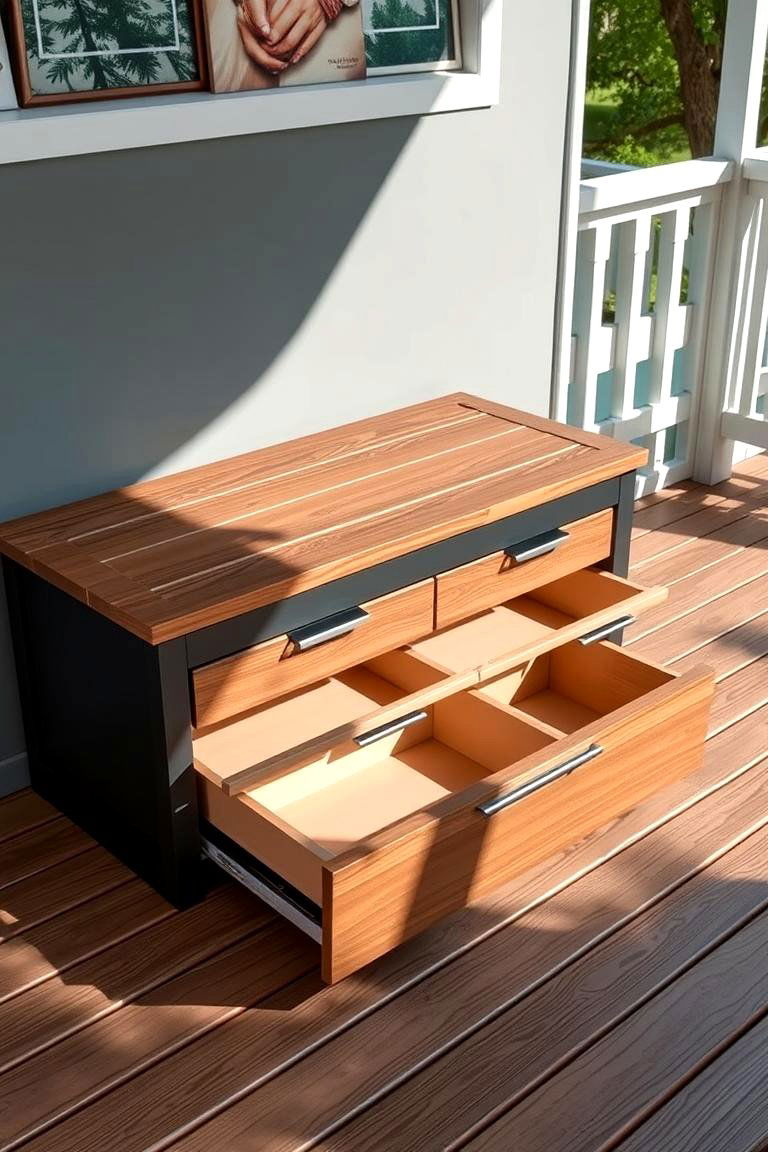 Built in Bench with Hidden Storage Compartments - 24 Built-in Deck Bench Ideas and Designs