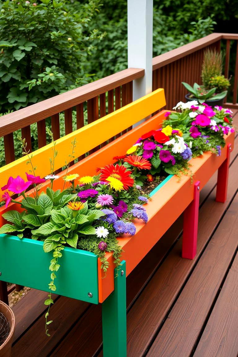 Built in Bench with Integrated Planter Boxes - 24 Built-in Deck Bench Ideas and Designs