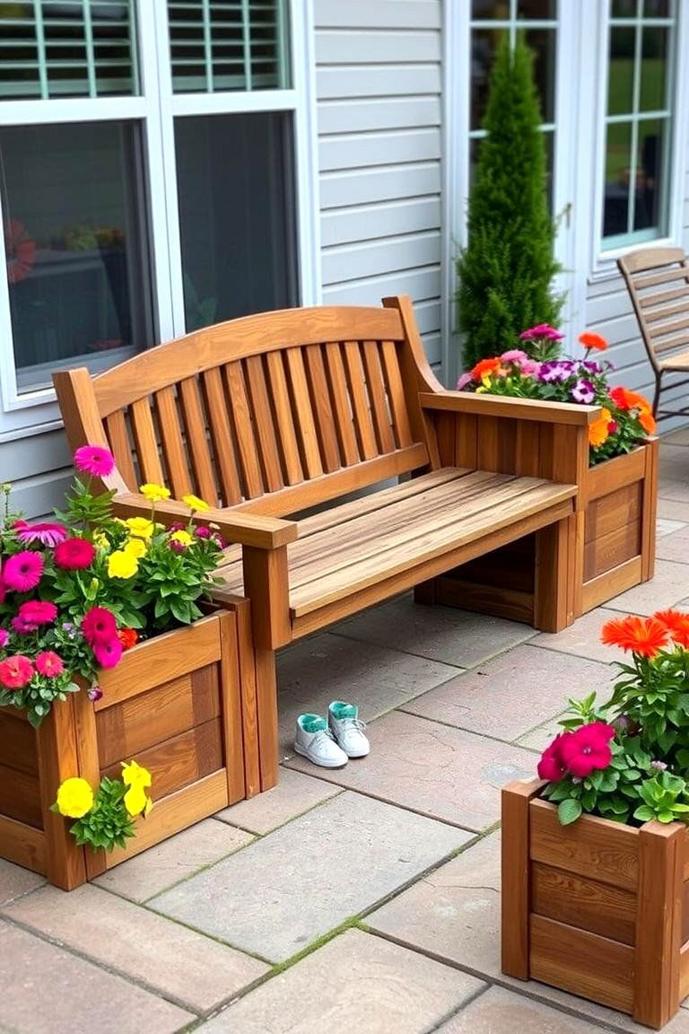 Built in Bench with Planter Boxes - 24 Patio Small Garden Ideas