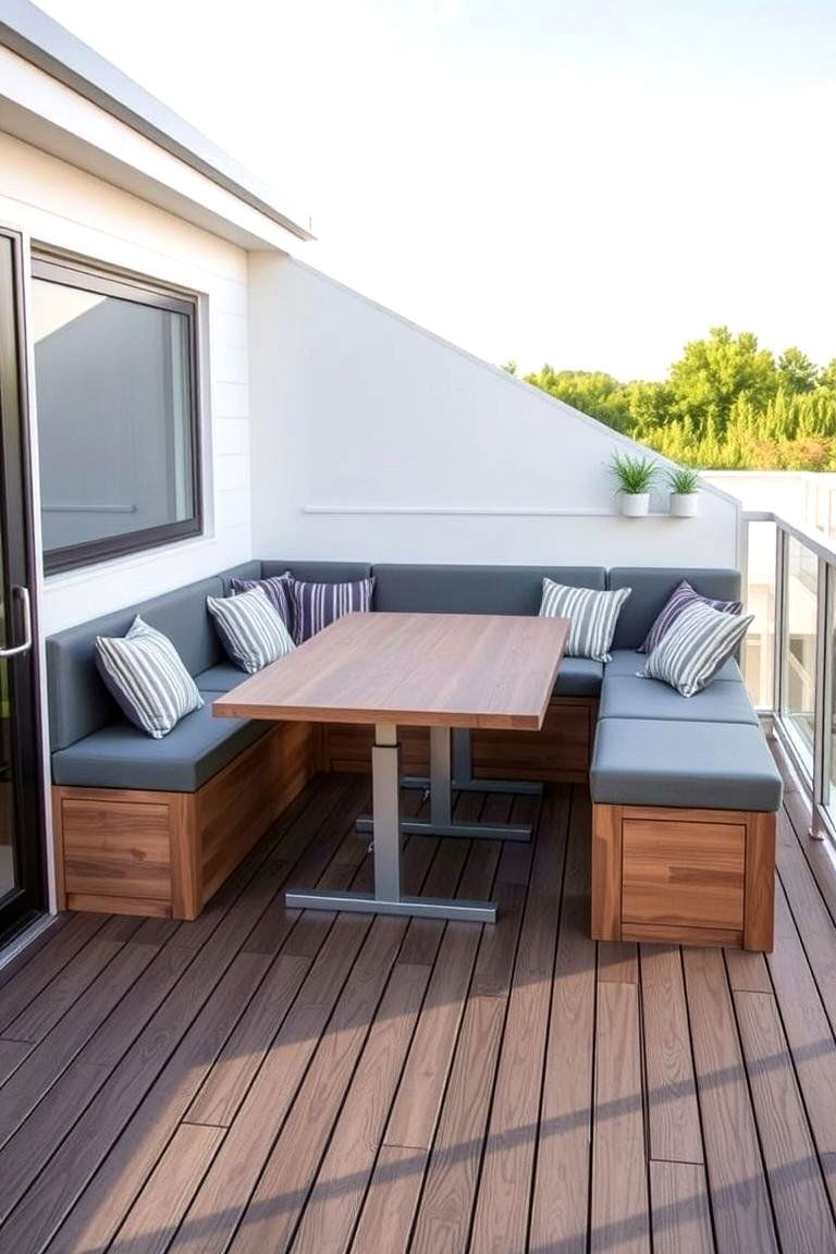 Built in Bench with Retractable Table - 24 Built-in Deck Bench Ideas and Designs