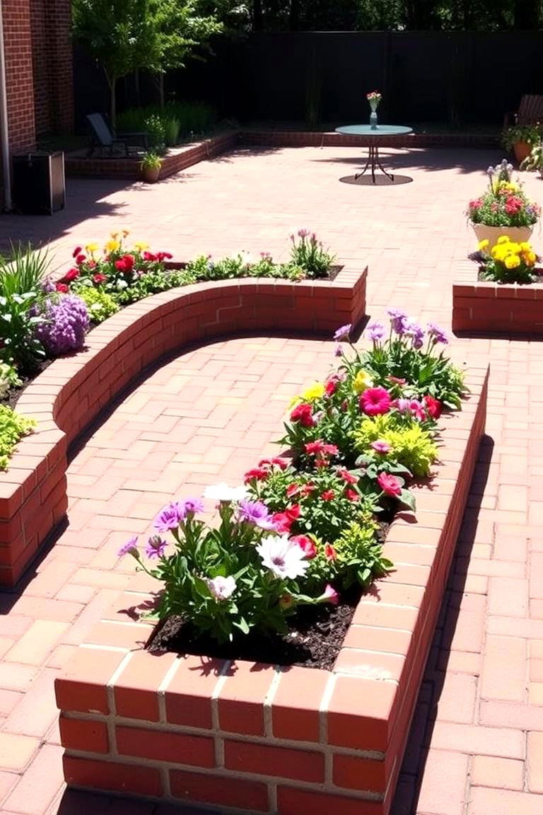 Built in Brick Planter Patios - 24 Brick Landscaping Ideas