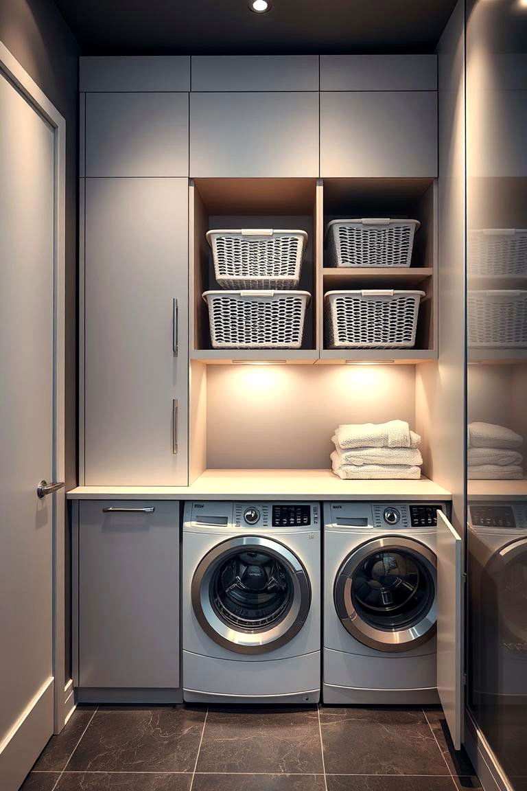 Built in Cabinet Laundry Storage - 24 Laundry Basket Storage Ideas
