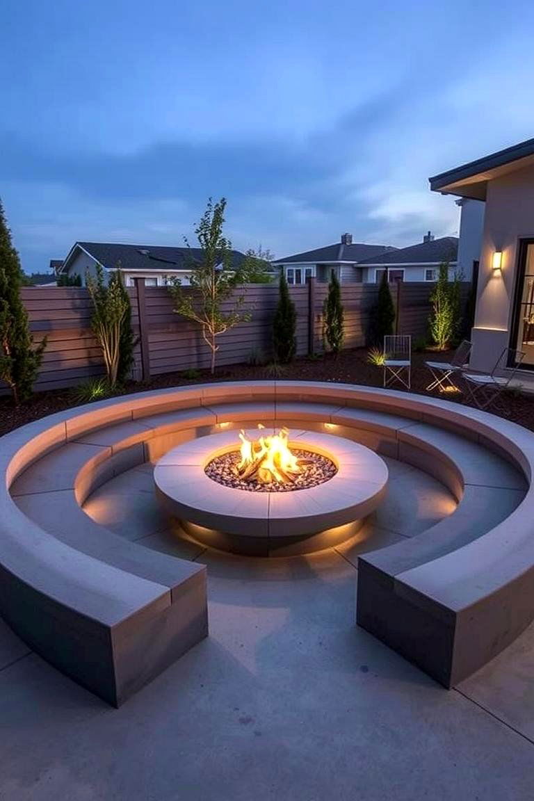 Built in Concrete Seating - 24 Fire Pit Seating Ideas