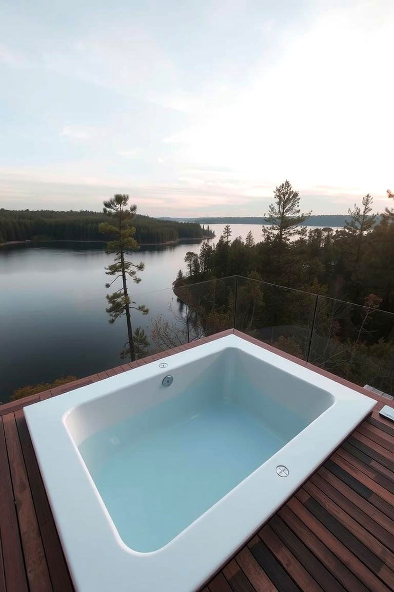 Built in Deck Tub Overlooking Nature - 24 Outdoor Bathtub Ideas