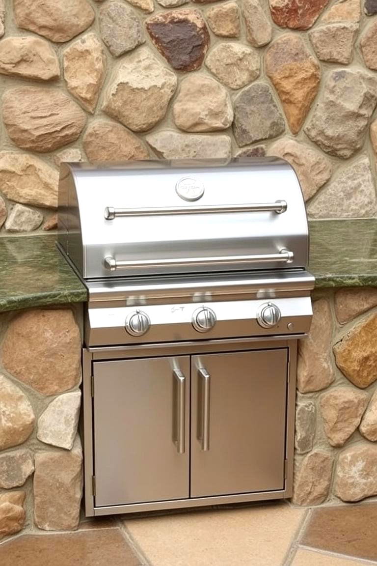 Built in Grill with Stone Surround - 24 Rustic Outdoor Kitchen Ideas