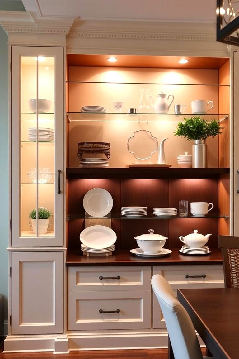 Built in Hutch with Lighting - 24 Dining Room Hutch Ideas