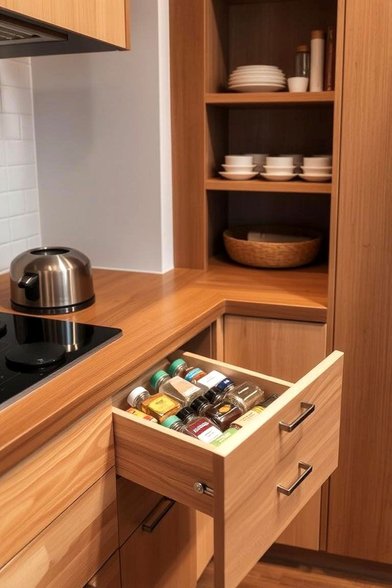 Built in Spice Rack - 24 Japanese Style Kitchen Ideas